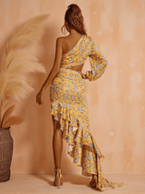 Aiyana One Shoulder Floral Maxi Dress In Yellow