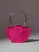 Dorothea Satin Crystal Clutch In Hot Pink