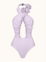 Cally Halterneck Swimwear Two Piece Set In Lilac