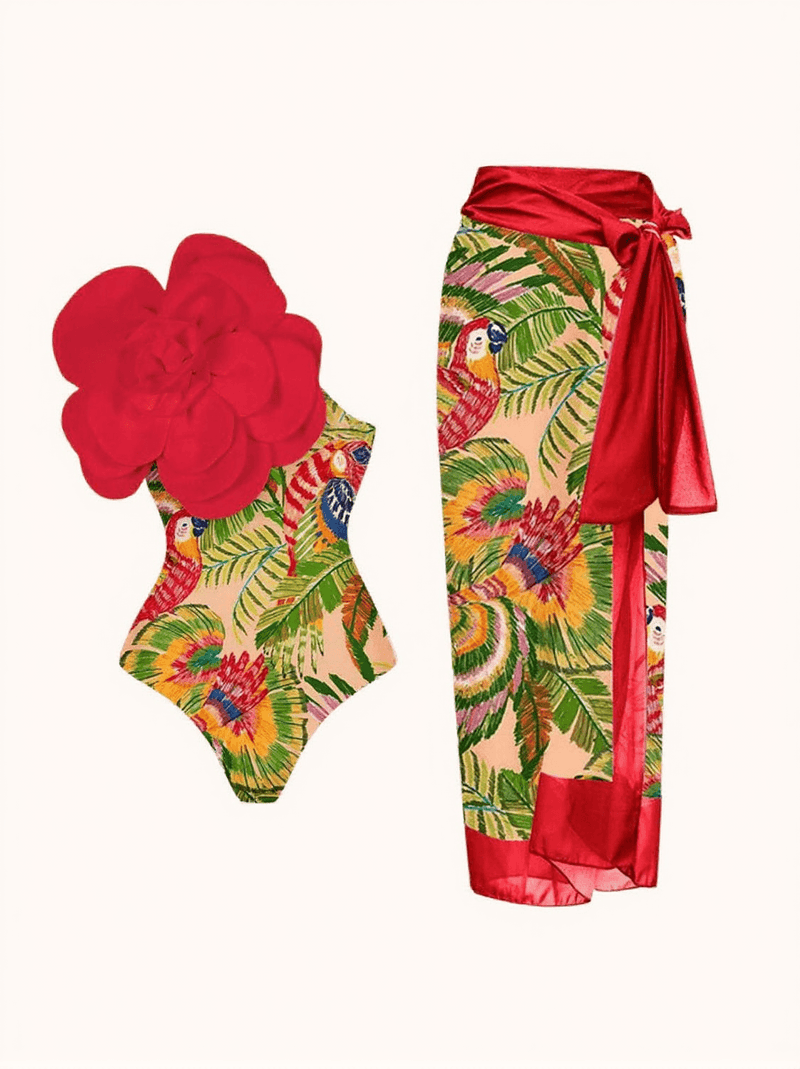 Aether Flower Printed Swimwear Two Piece Set