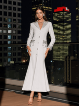 Hassan Rhinestone Blazer Dress In White