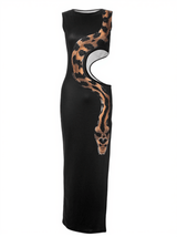 Nabila Snake Printed Cutout Maxi Dress