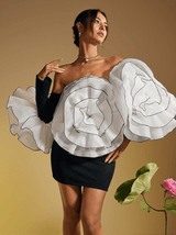 Selasi Off Shoulder Flower Mini Dress