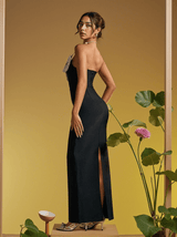 Bardou Strapless Flower Crystal Bandage Maxi Dress