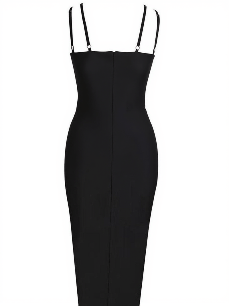 Coretta Pearl Coutout Bandage Dress In Black