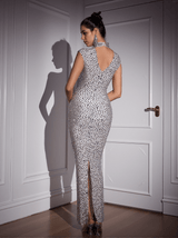 Kyra High Neck Rhinestone Maxi Dress