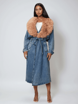 Ishtar Faux Fur Collar Denim Coat