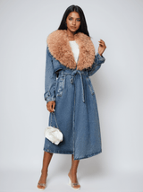 Ishtar Faux Fur Collar Denim Coat