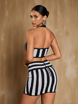 Zaire Stripe Bandage Skirt Set