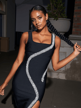 Beyonce Crystal Bandage Midi Dress