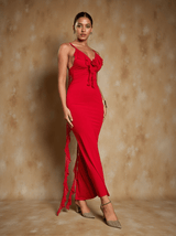 Jolene Backless Flower Draped Maxi Dress