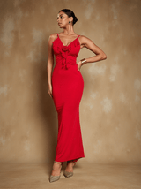 Jolene Backless Flower Draped Maxi Dress