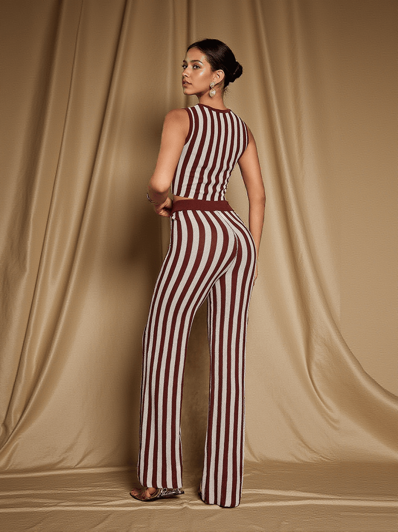 Eurydice Stripe Knitted Pants Set