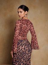 Elestren Flounce Sleeve Leopard Top