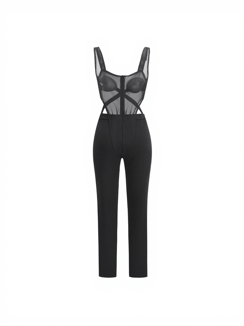 Devorah Patchwork Mesh Jumpsuit