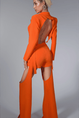 Alyzabeth Belt Orange Blazer Set