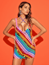 Irene Chainmail Mini Dress in Rainbow