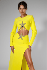 Daela Star Hight Slit 2 Piece Dress Set