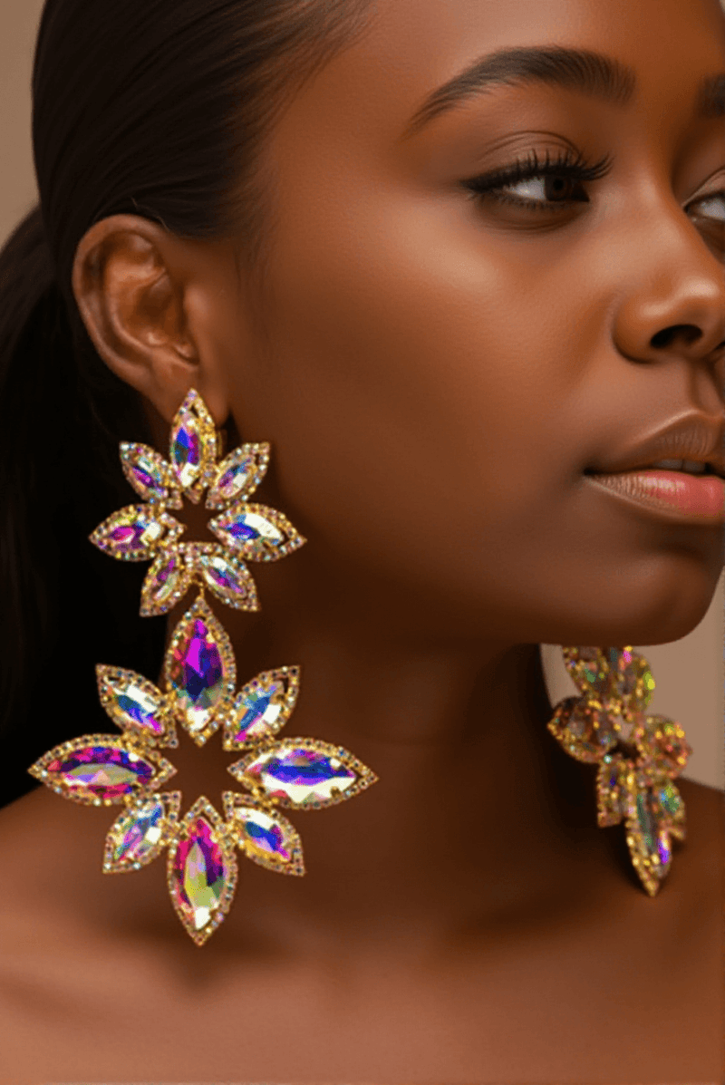 Brittanie Flower Rhinestones Earrings