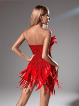 Eleri Strapless Sequin Feather Mini Dress