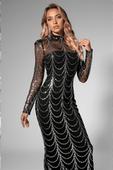 Daena Mesh Chain Sequin Maxi Dress