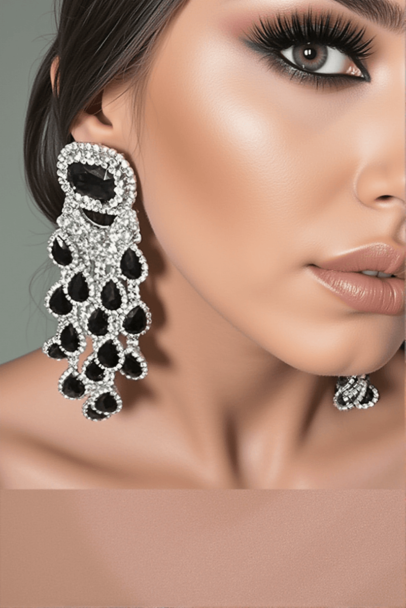 Annalysah Diamond Floral Fringe Earrings