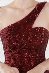 Anura Sequin One Shoulder Pleat Dress