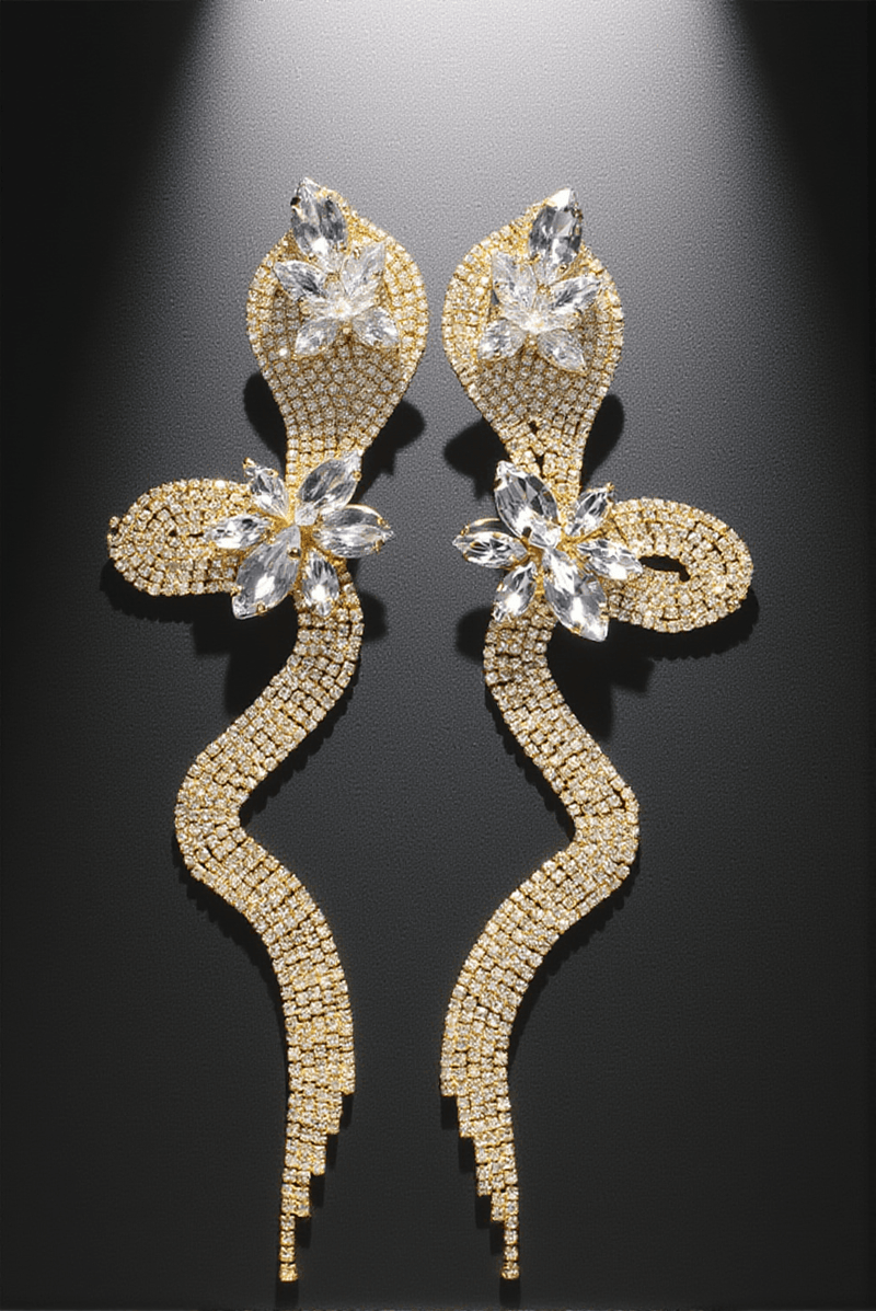 Braydan Crystal Serpent Diamond Earrings