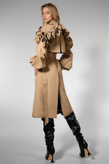 Daisia Ruffle Belted  Rrench Coat