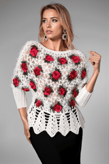 Nadeen 3D Flower Crochet Sweater