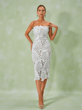 Despina White Lace Midi Dress