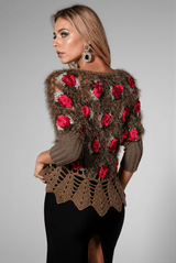 Nadeen 3D Flower Crochet Sweater