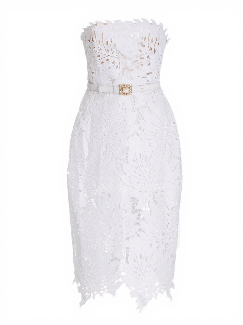 Despina White Lace Midi Dress