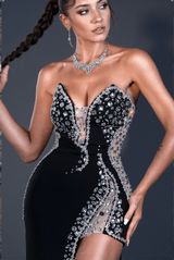 Kaitlin Diamond Corset Hightslit Dress