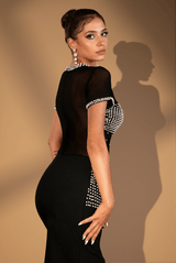 Ilana Pearl Mesh Black Dress