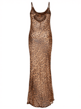 Melany Leopard Print Spaghetti Maxi Dress