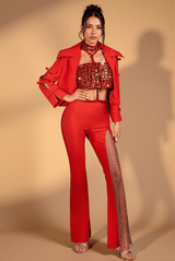 Emberlin Rhinestones Mesh Pants