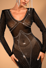 Gracelyn Diamond Mesh Mermaid Dress