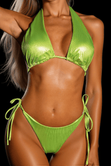 Jael Solid Color Tie Halter Bikini Set