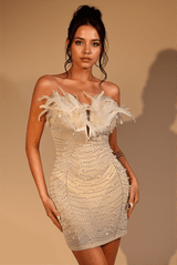 Padmaja Pearl Feather Corset Mini Dress