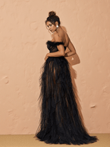 Titania One Shoulder Tulle Maxi Dress In Black