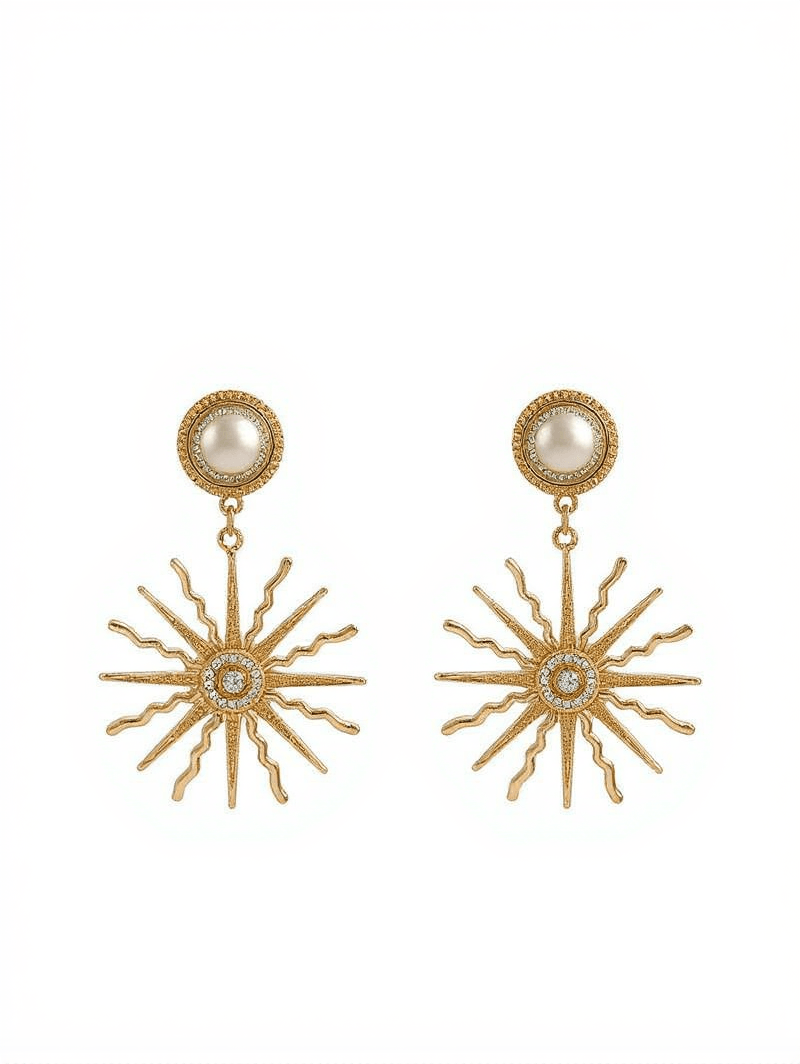 Evelina Pearl Sun Earrings