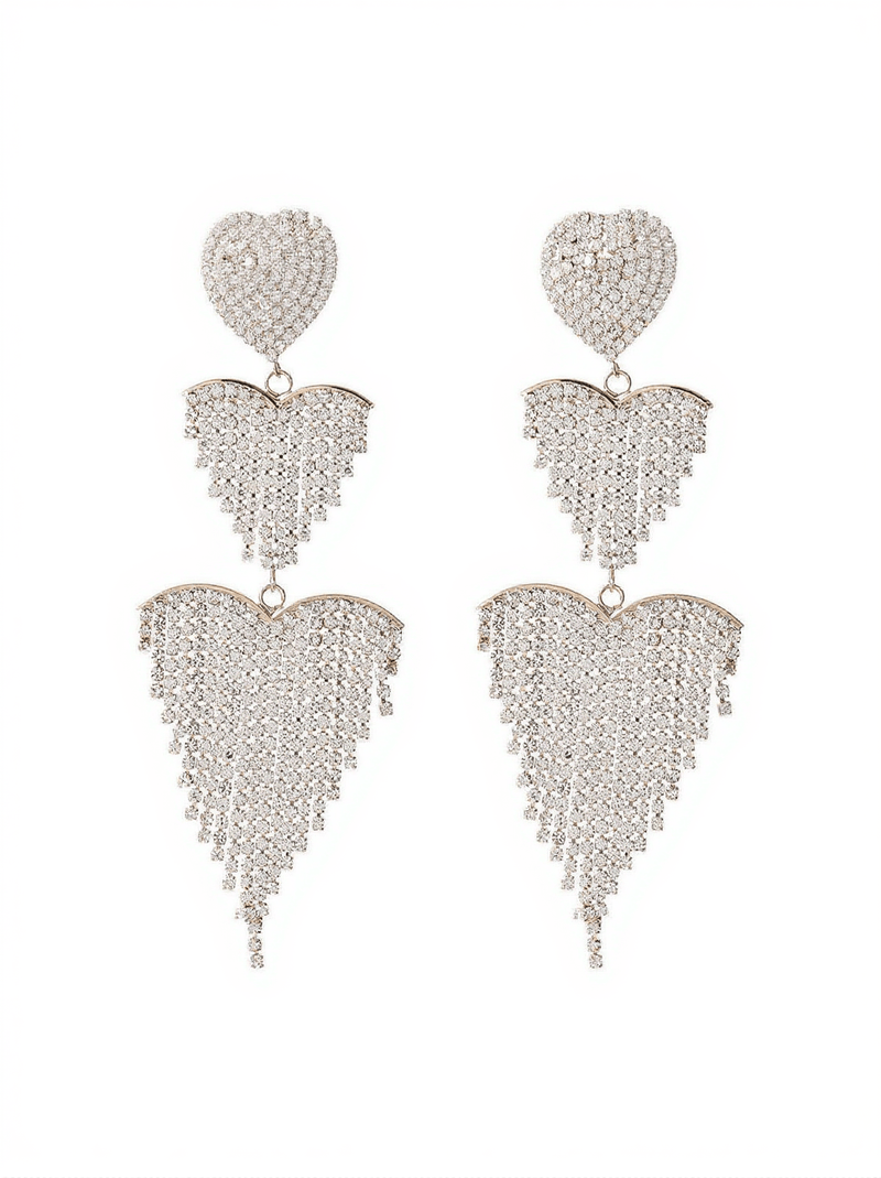 Hazel Heart Tassel Drop Earrings