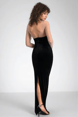 Calatou Mesh Velvet Maxi Dress