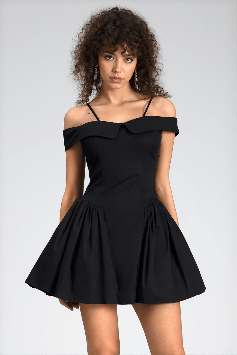 Vassia Off Shoulder Mini Dress In Black