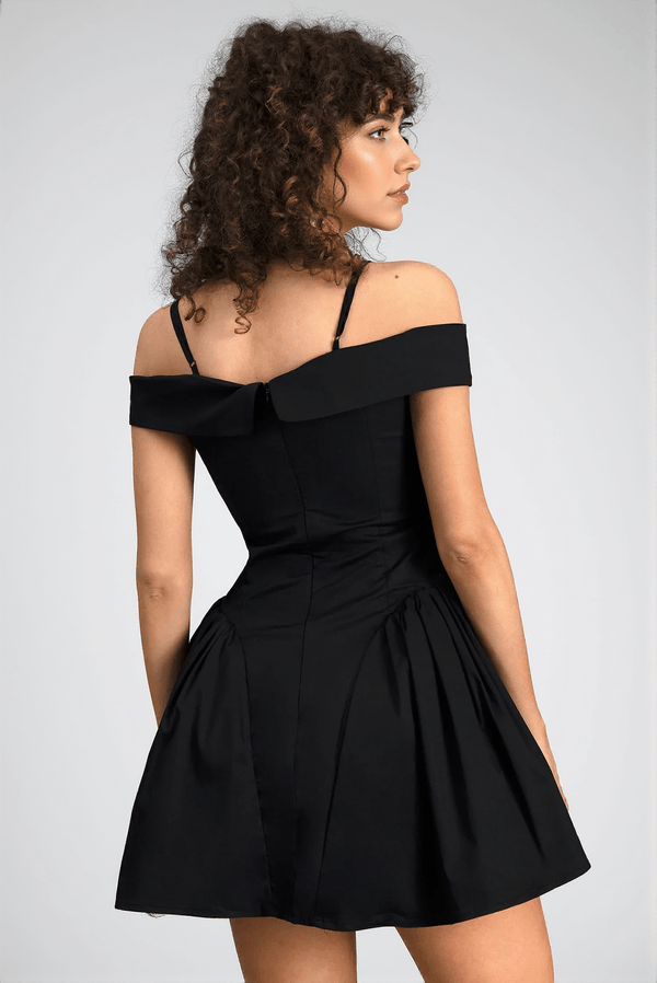 Vassia Off Shoulder Mini Dress In Black