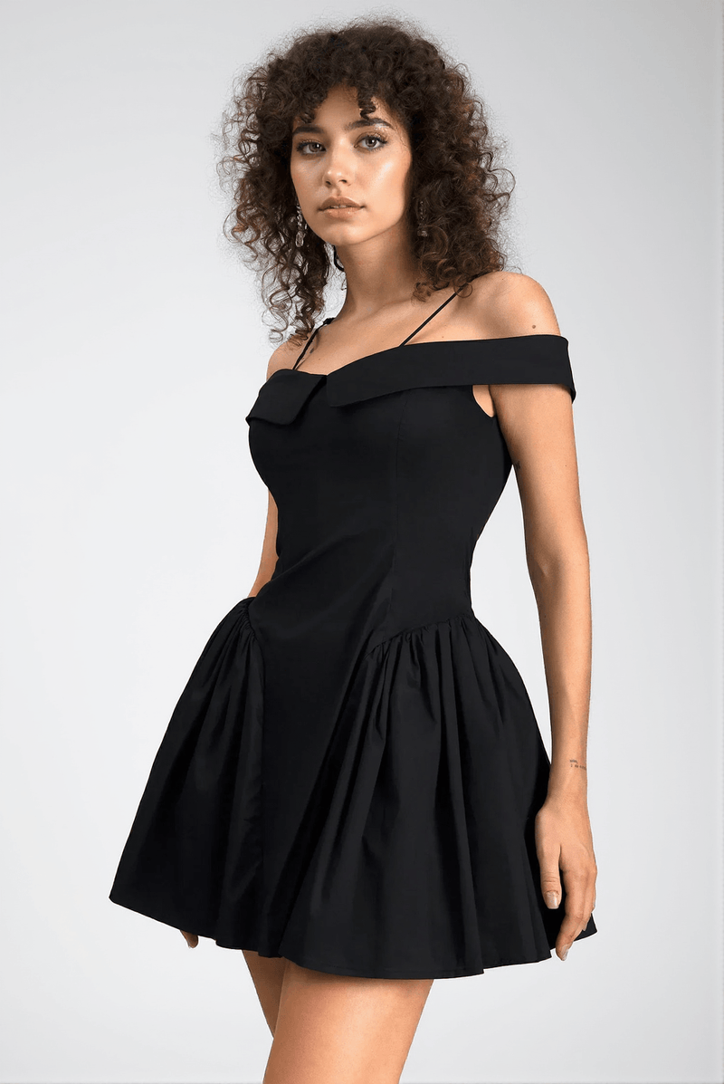 Vassia Off Shoulder Mini Dress In Black