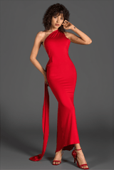 Welonia One Shoulder Backless Ruched Dress