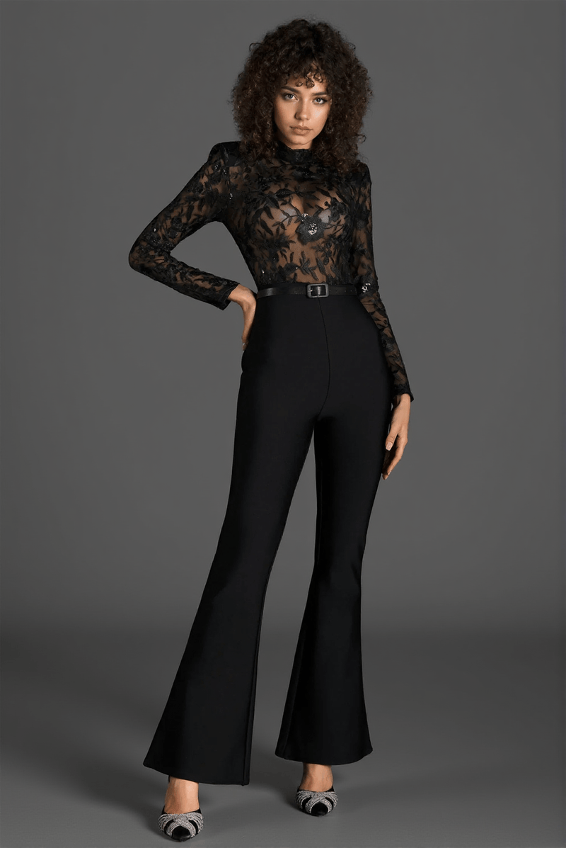 Ollie Embroider Belt Lace Jumpsuit