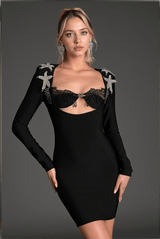 Aggelos Long Sleeve Cutout Bandage Dress